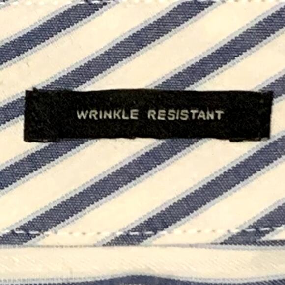 TALBOTS Size 16 Wrinkle Resistant Blue White Stripe Button Down Shirt Stretch - Picture 3 of 8